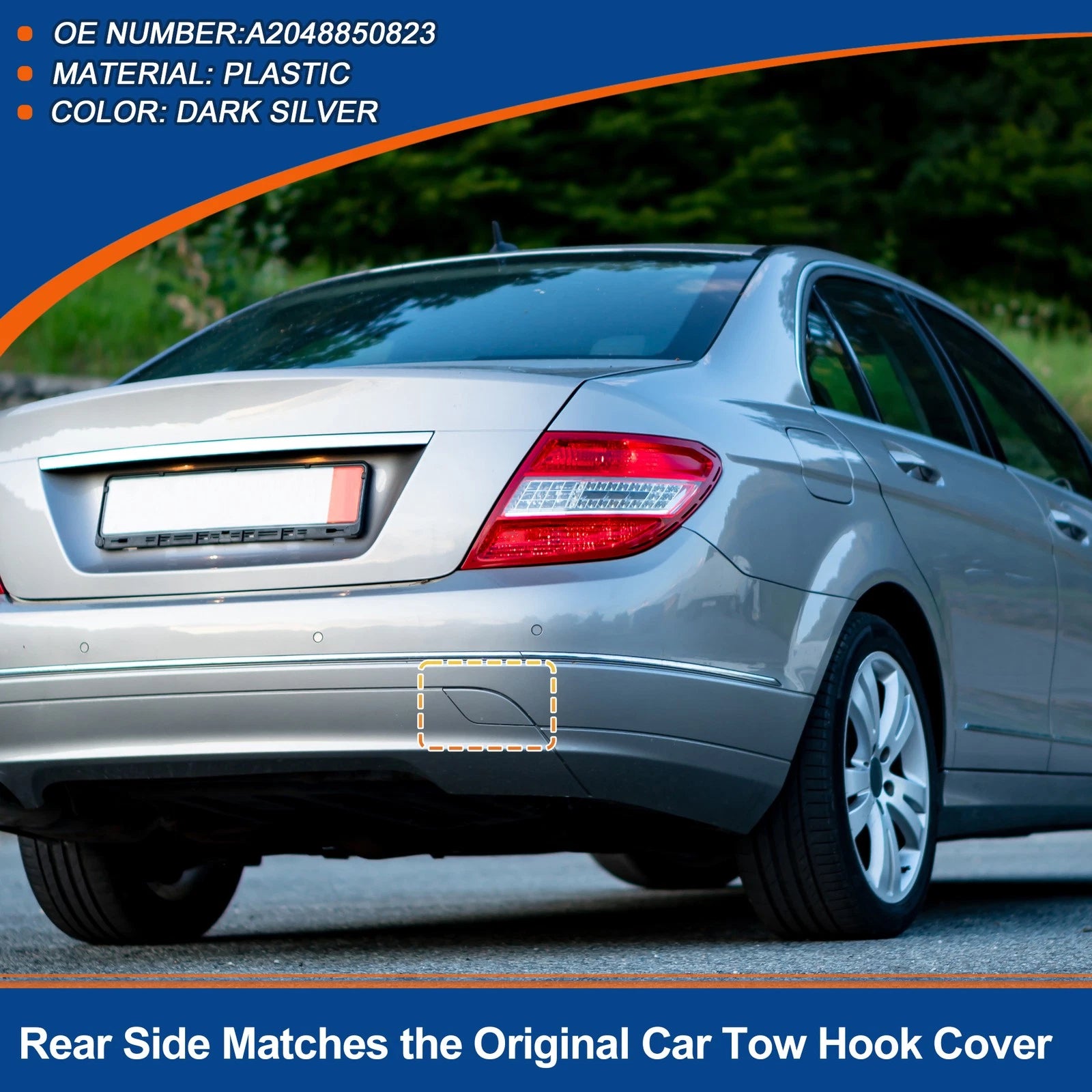 Rear Tow Hook Cover Replacement for Mercedes-Benz W204 (2008–2014)
