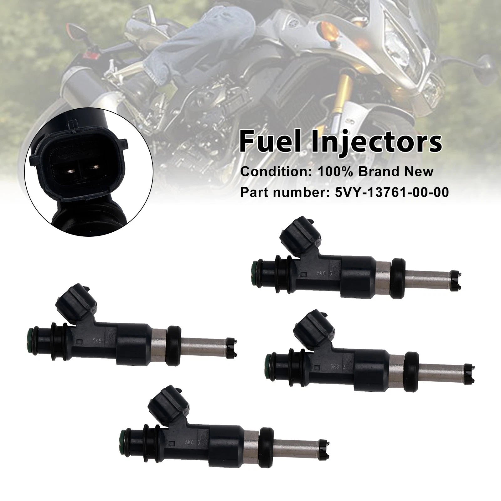 Set of 4 Fuel Injectors for Yamaha YZF-R1 (2004–2006) 5VY-13761-00-00