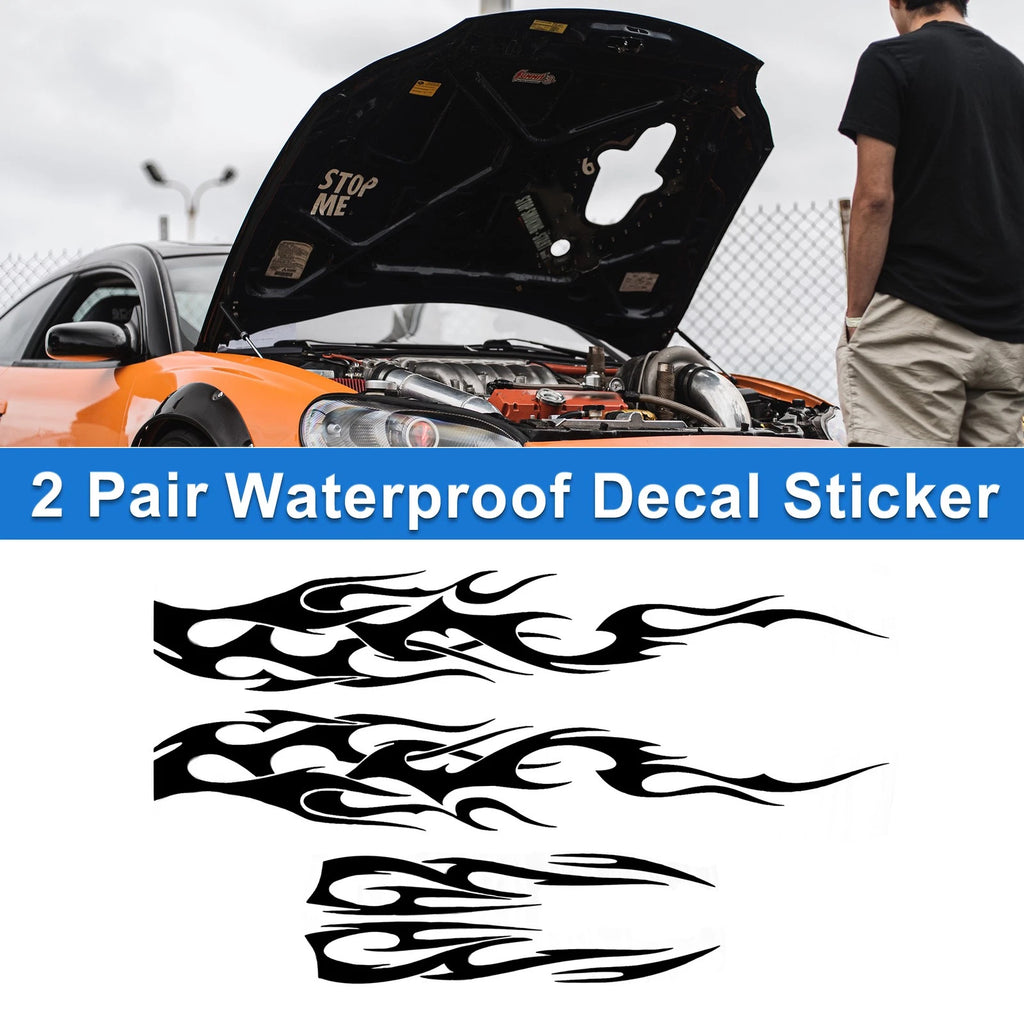 2X Flame Pattern Car Bumper Sticker Decal Waterproof Black