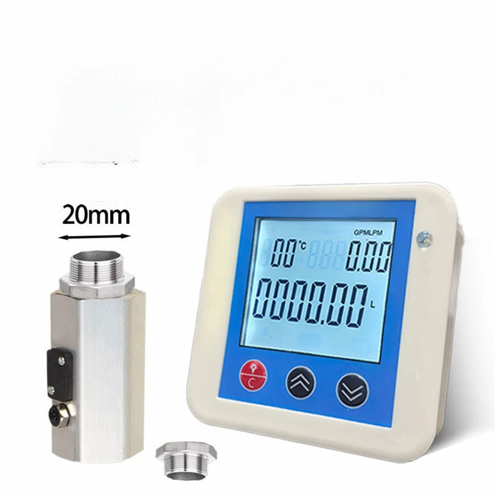 Digital LCD Water and Diesel Flow Meter with Temperature Sensor 4-Point