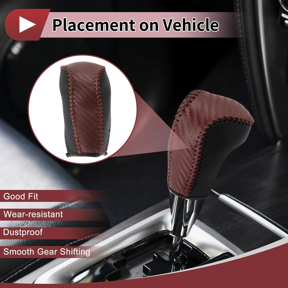Gear Shift Knob Cover Replacement for Toyota Corolla Brown Faux Leather (2003–2017)
