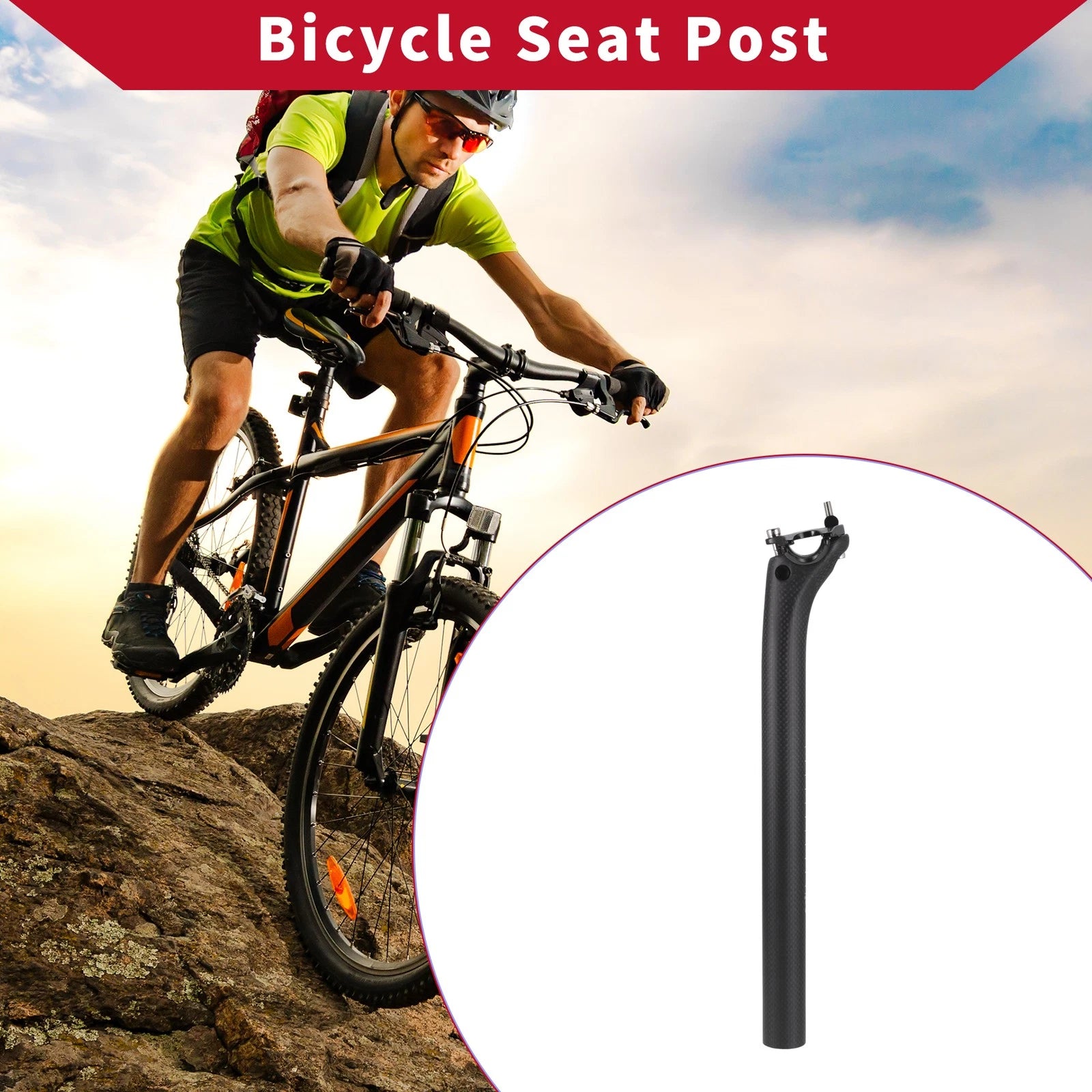 Seatpost 31.6mm Replacement for Bicycle 3K Matte Black Tube 400mm
