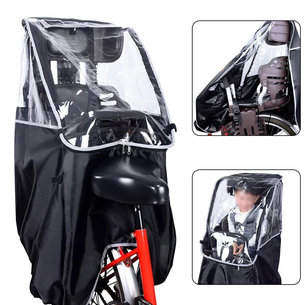 Rain Cover for Bicycle Child Seats with Reflective Strips