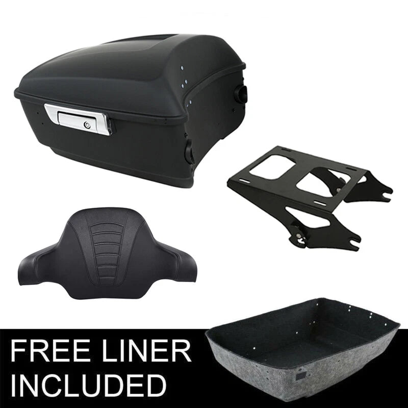 Matte Black Trunk Backrest Pad Mount Rack for Harley Touring (2014–2026)