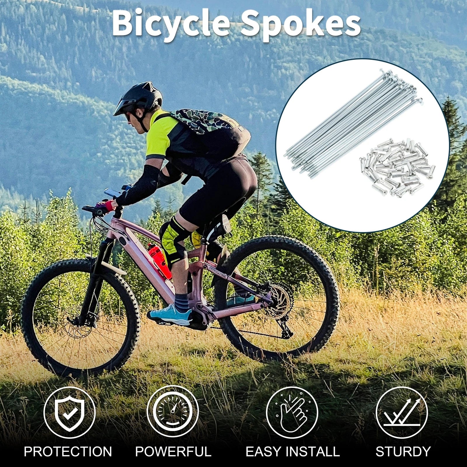 Bicycle Spokes Nipple Set 14G 138mm for Universal Carbon Steel Galvanized