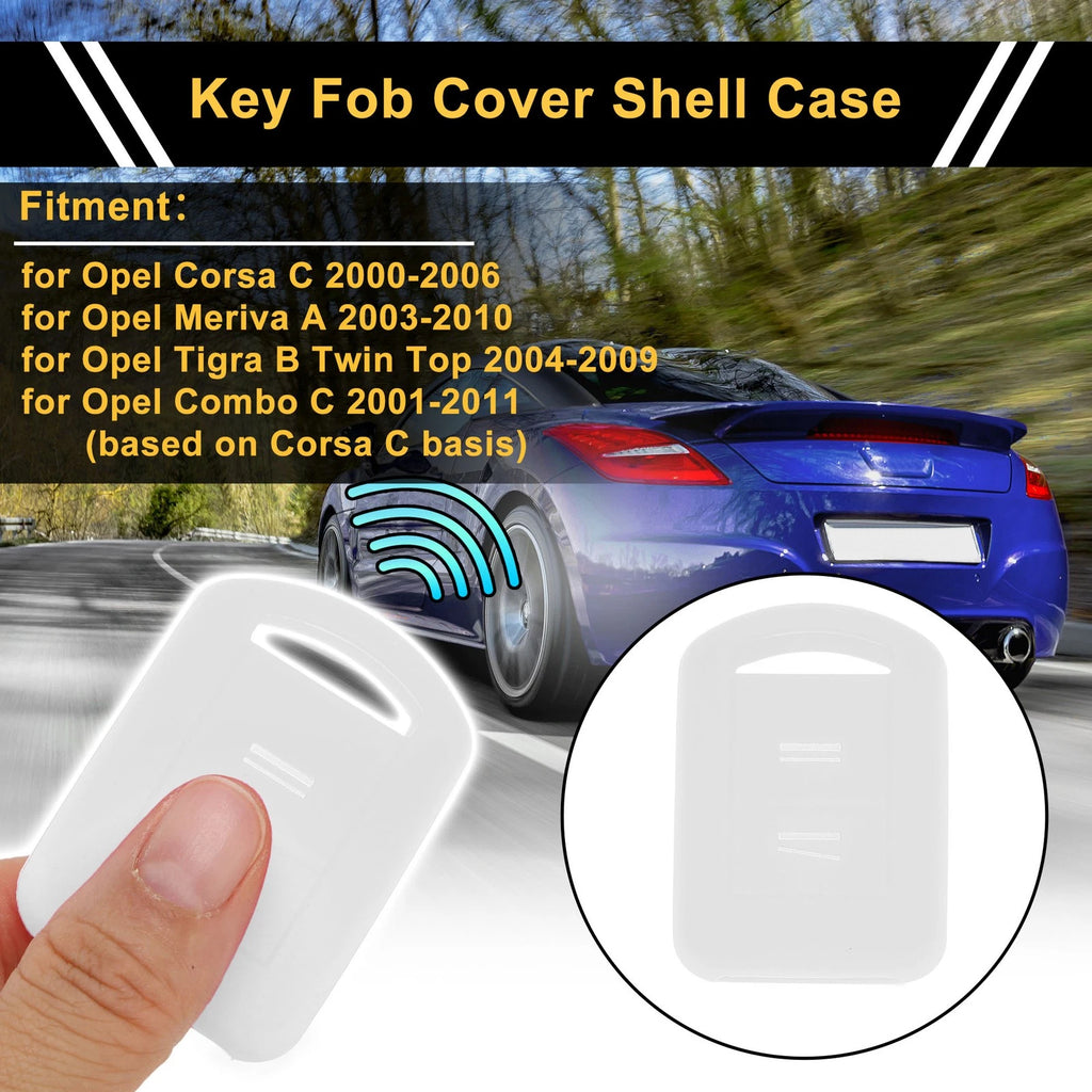 White Silicone Key Case for Opel Corsa C (2000–2006) - 2 Buttons