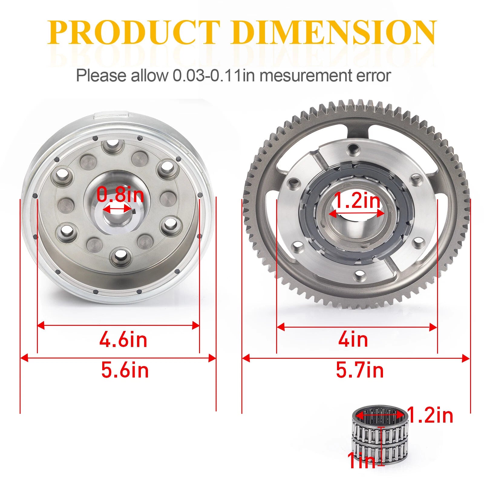 Starter One Way Clutch Kit & Flywheel Rotor for Honda TRX400EX TRX400X (1999–2014)