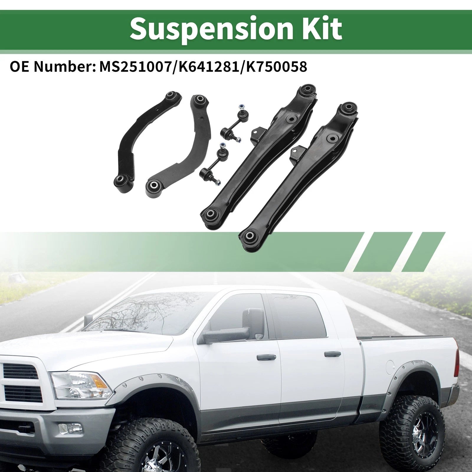 6 Pcs Rear Upper Control Arm Lateral Link Replacement for Jeep Compass (2007–2009)