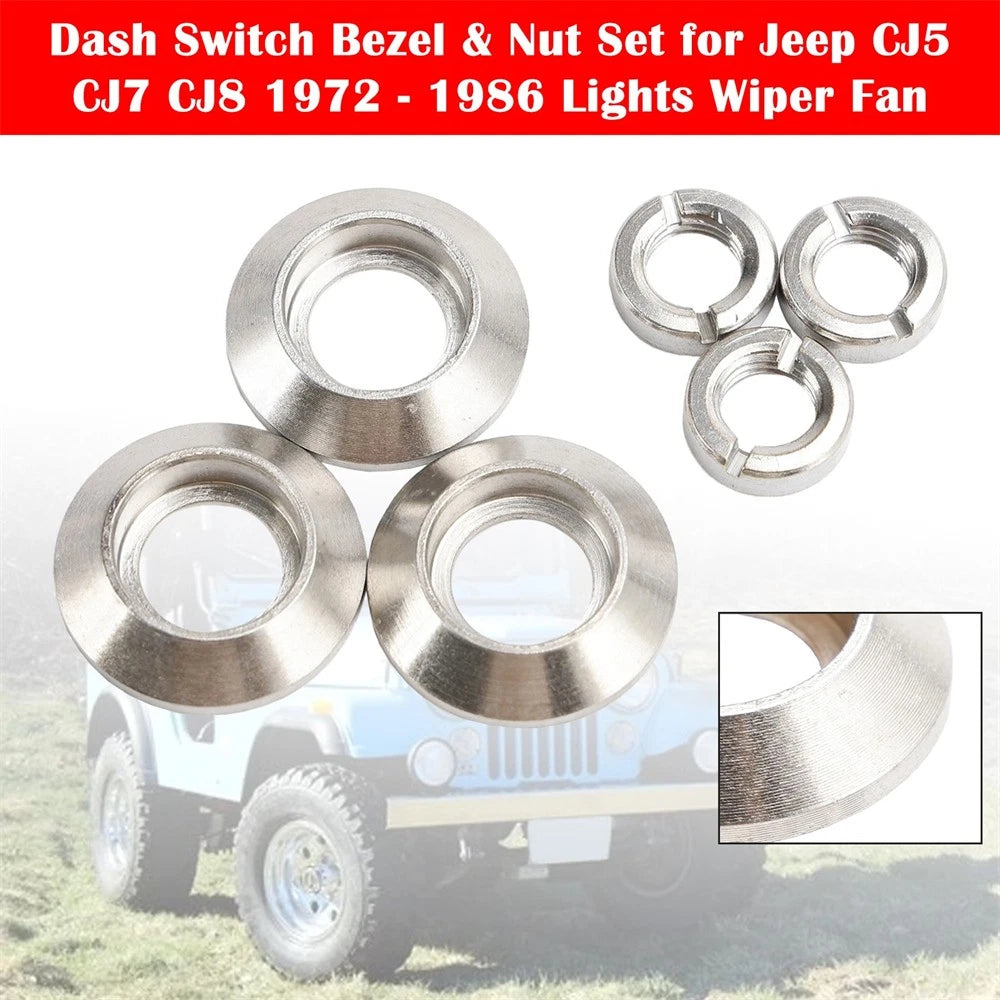 Dash Switch Bezel & Nut Set for Jeep CJ5 CJ7 CJ8 (1972–1986)