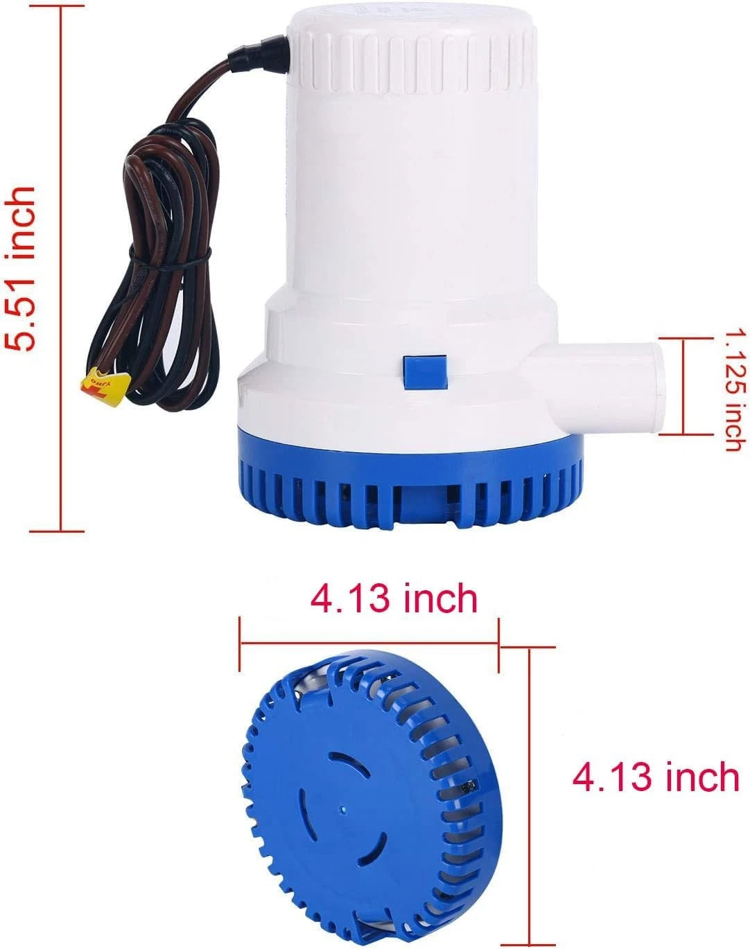 2000GPH 12V Electric Marine Bilge Pump for Boat (Fits 1/8" Hose)