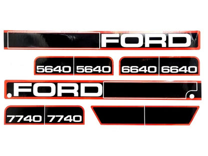 Bonnet Decal Set for Ford 5640 6640 7740 Tractors