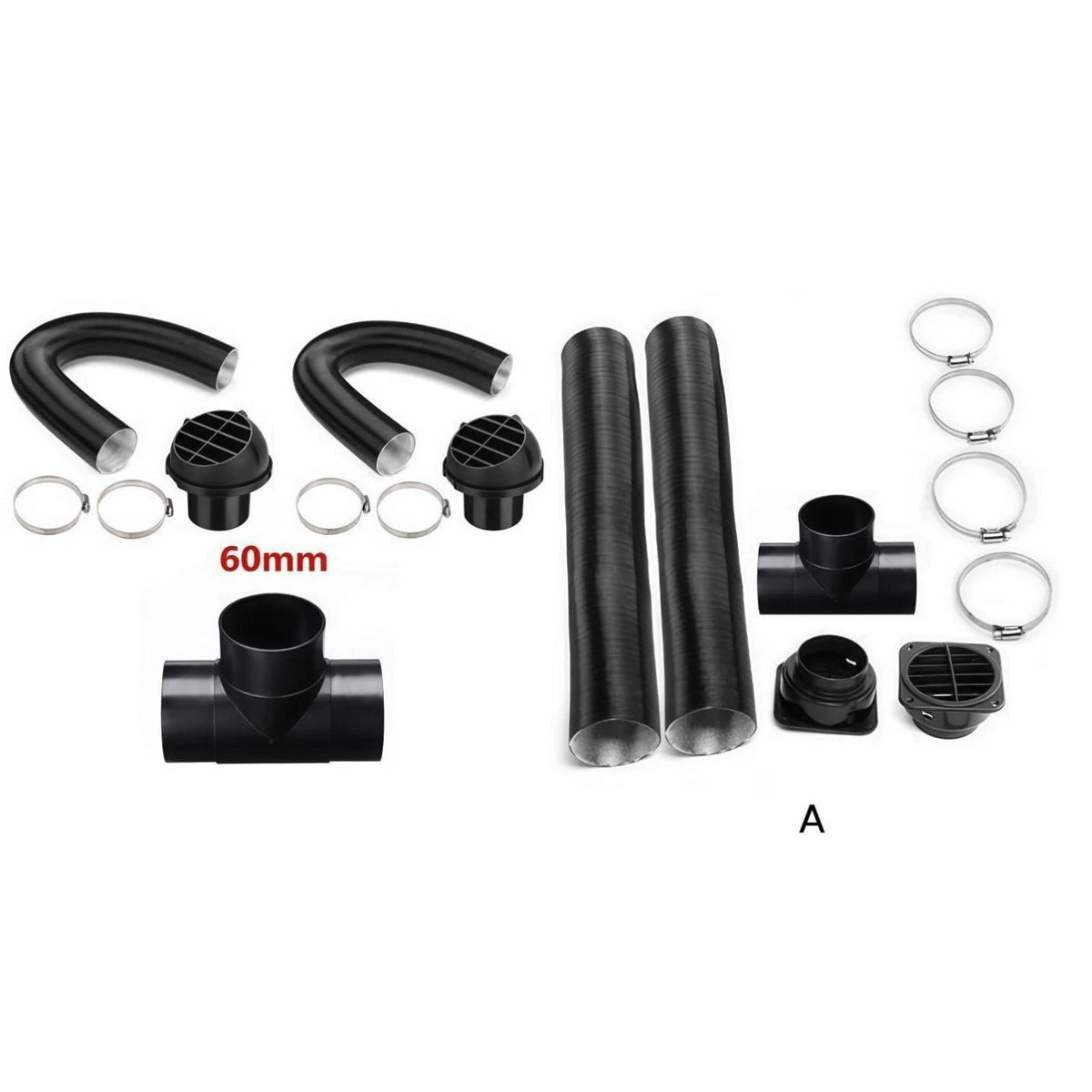 Rotatable Parking Heater Vent Dual Air Ducts Flexible Tubing Tee Connectors