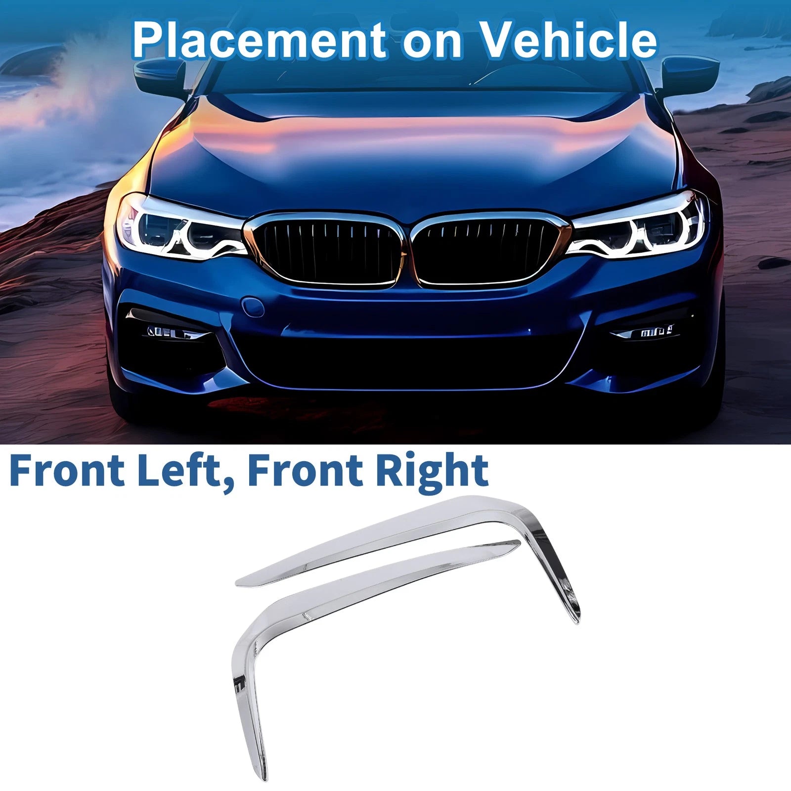 Headlight Trim Bezel Front Left Right Pair for BMW 5 Series G30 (2018–2022)