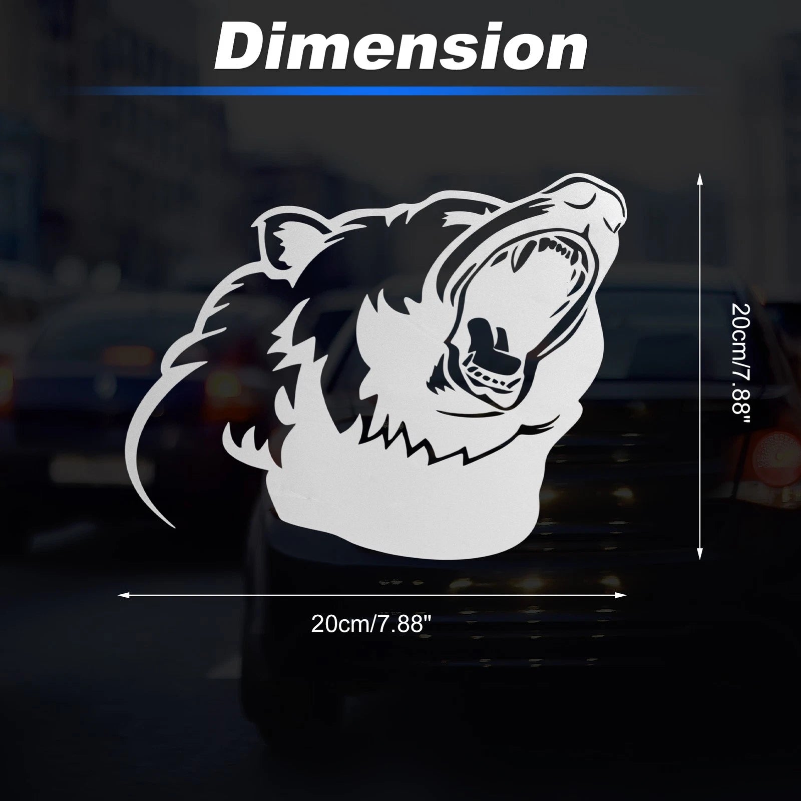 Reflective Bumper Decal for - Silver Roaring Bear