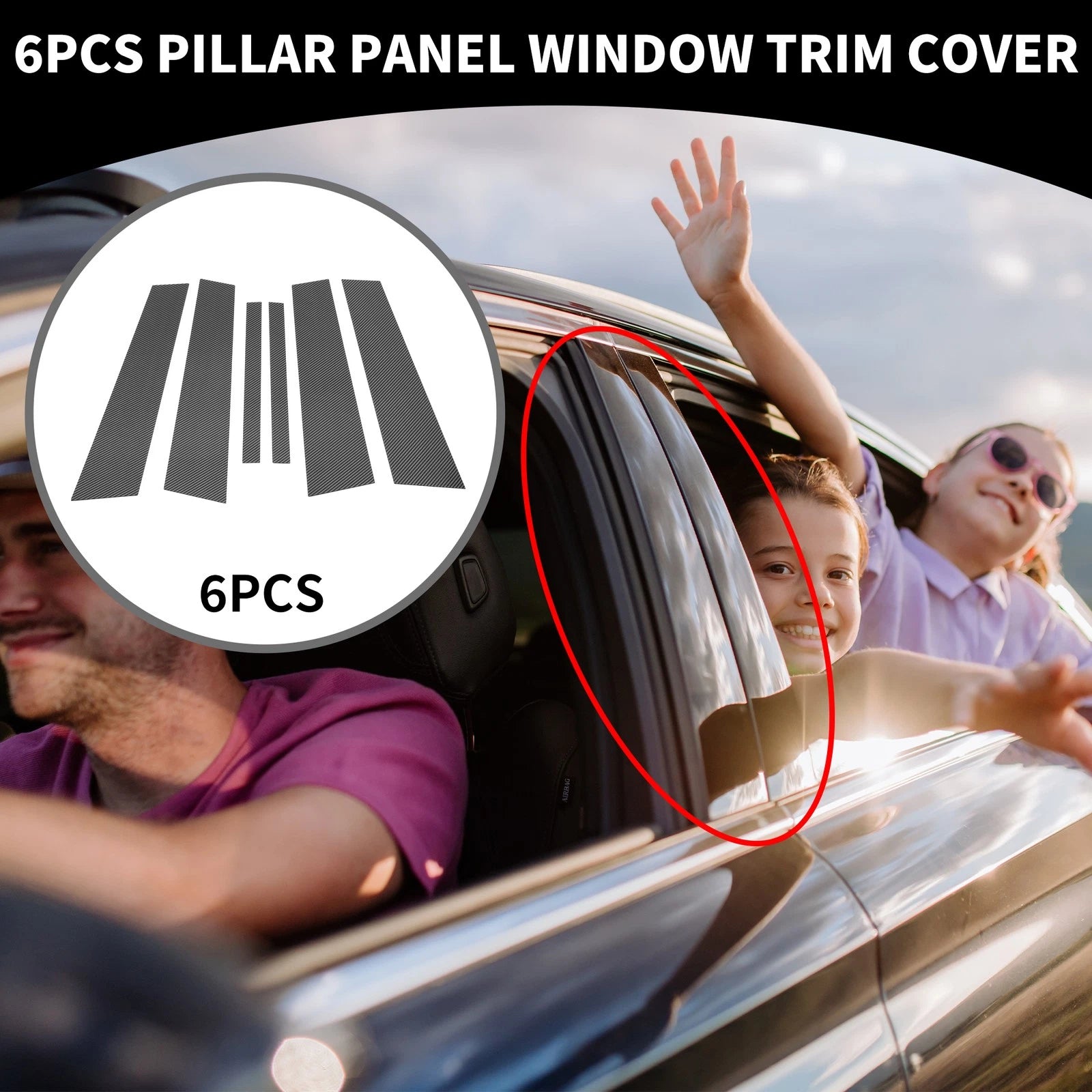 6 Pcs Window Trim Pillar Set Front for BMW 3 Series E90 Sedan (2005–2012)