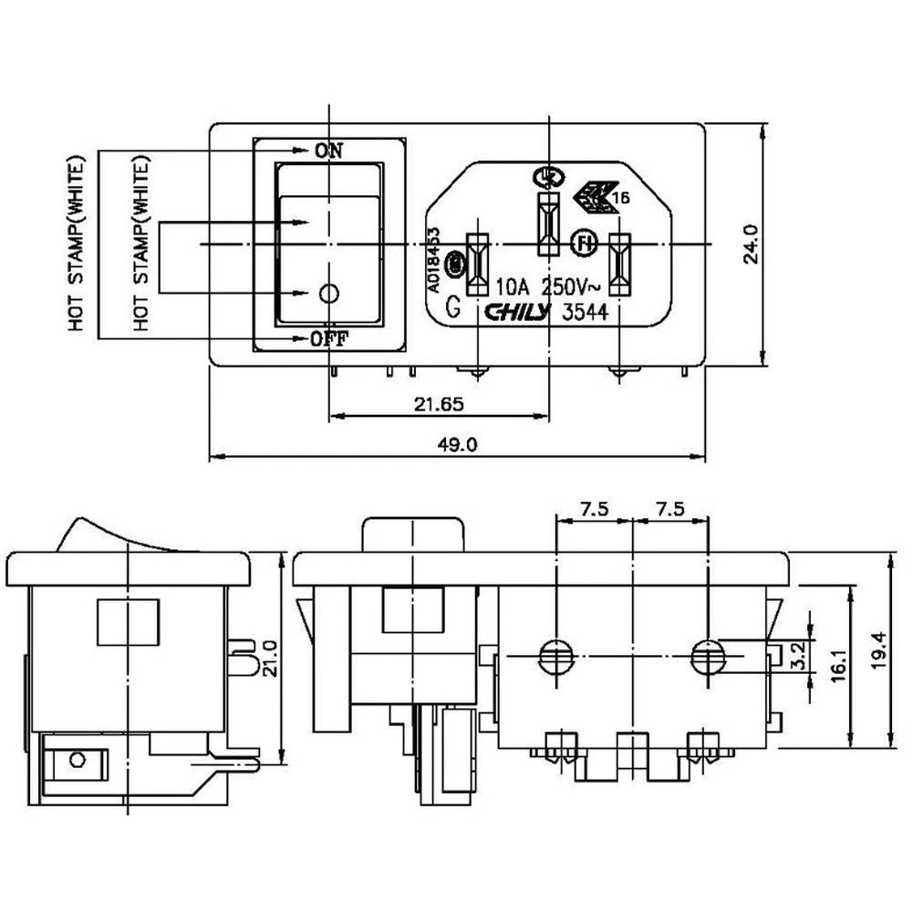 IEC C14 Power Socket with On Off Switch for Various Applications (UL CUL)