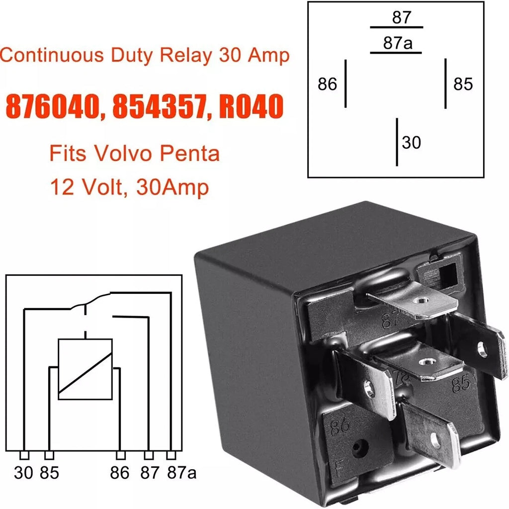 Power Trim Relay 12V/40 Amp for Volvo Penta (1504952-1, 854357-1, 876039-9)
