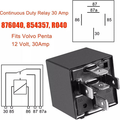 Power Trim Relay 12V/40 Amp for Volvo Penta (1504952-1, 854357-1, 876039-9)