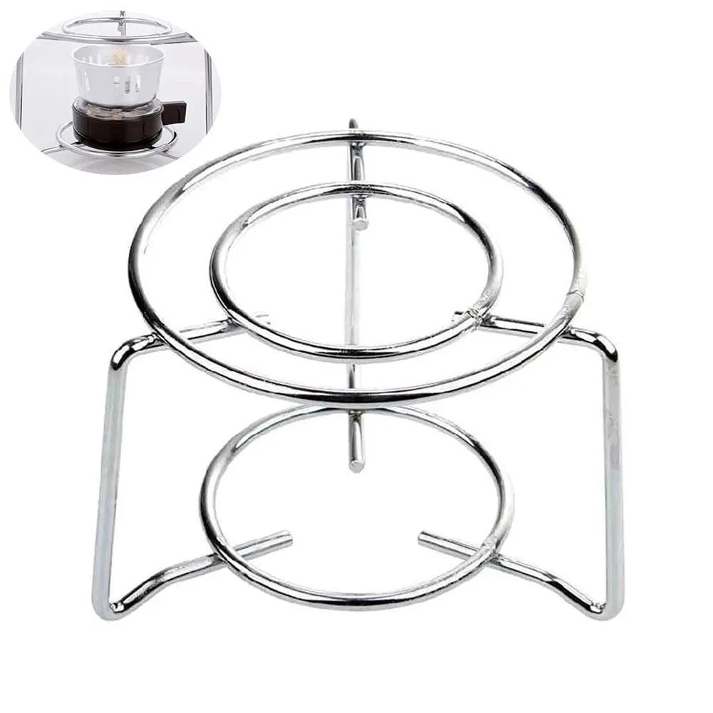 Solid Iron Stove Stand for Moka Pots Kettles (16x13.5x10.5cm) Silver Finish