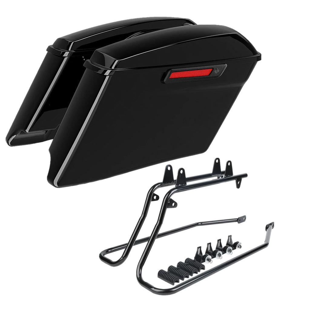 4" Stretched Hard Saddlebags & Conversion Brackets for Harley Softail (1984–2017)