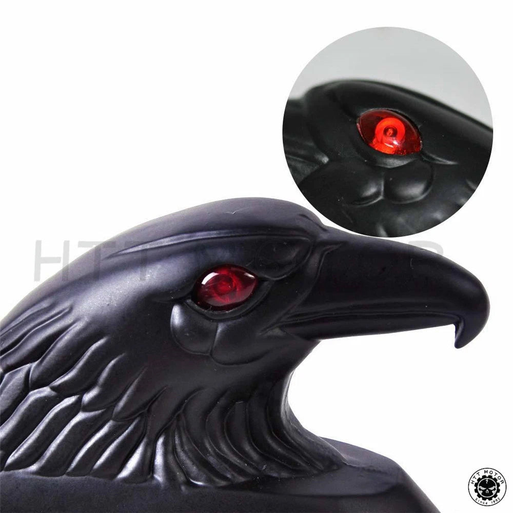HTTMT Front Fender Eagle Head Ornament for Motorcycle (65mm, Black)