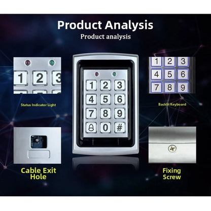 Stainless Steel Housing Keypad Card Reader for RFID Access Controller