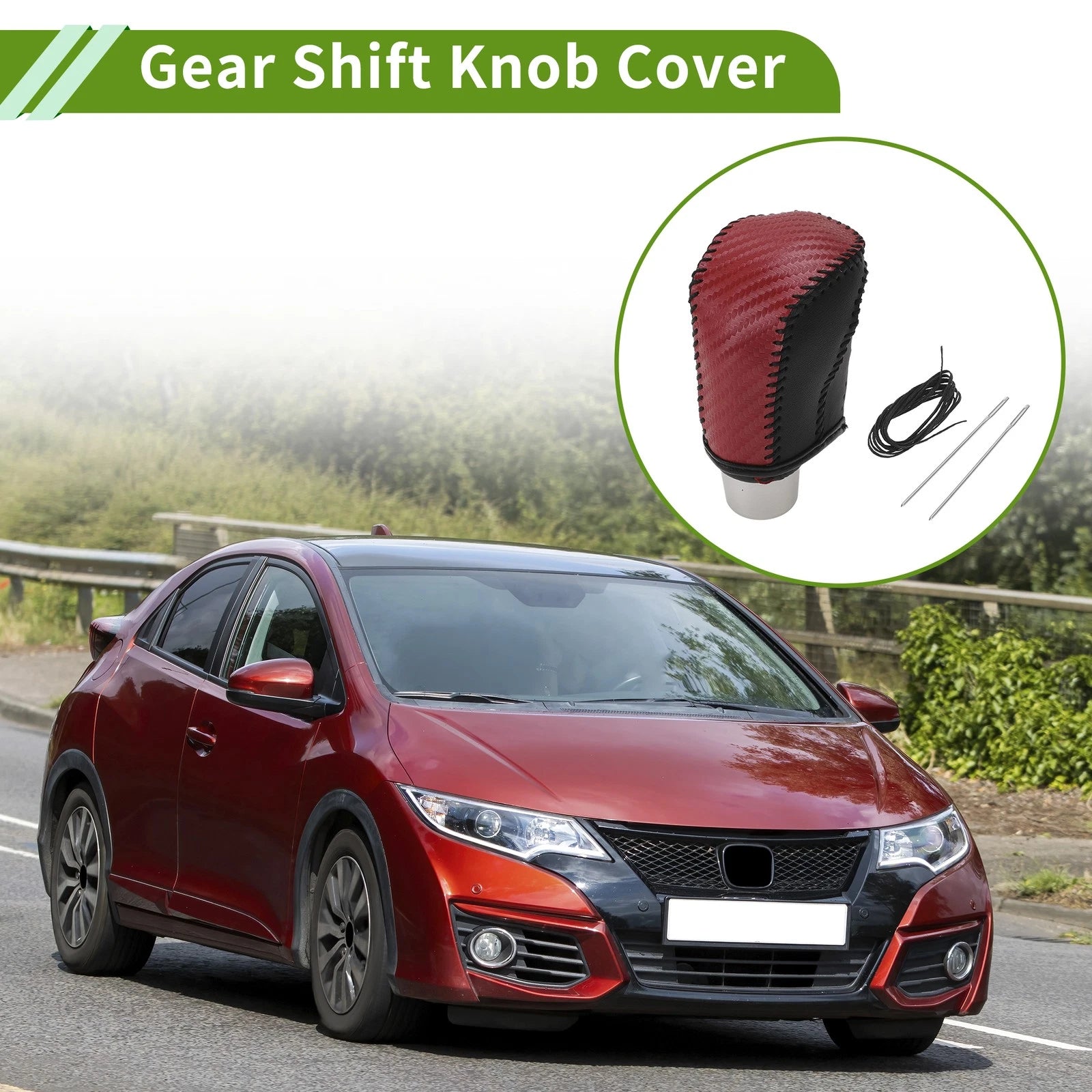 Gear Shift Knob Cover Replacement for Honda Civic (2016–2021) Red