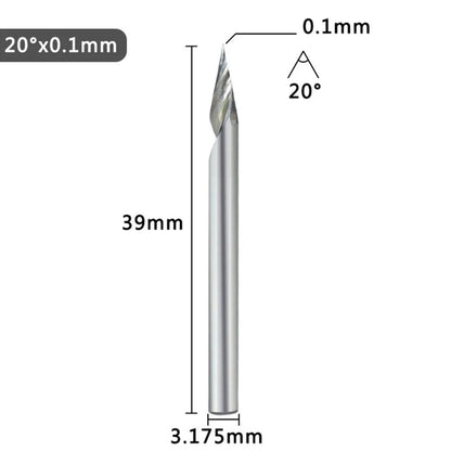 Carbide End Milling Cutter 3175mm Shank 20 60 Degree Tip