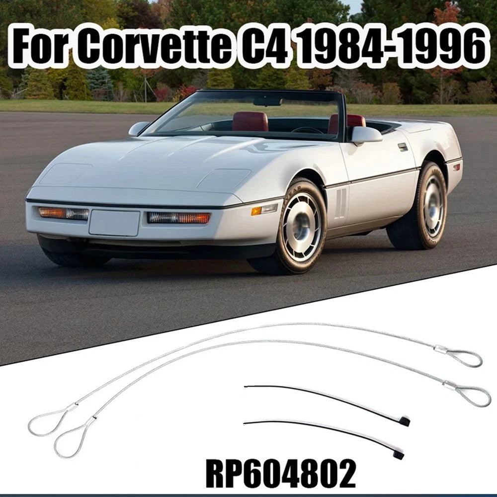 Replace For Corvette C4 1984-1996 RP604802 Emergency Hood Release Cable Kit 2Pcs