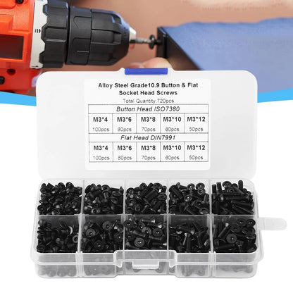 720-Piece Hexagon Socket Head Screw Set for Various Applications