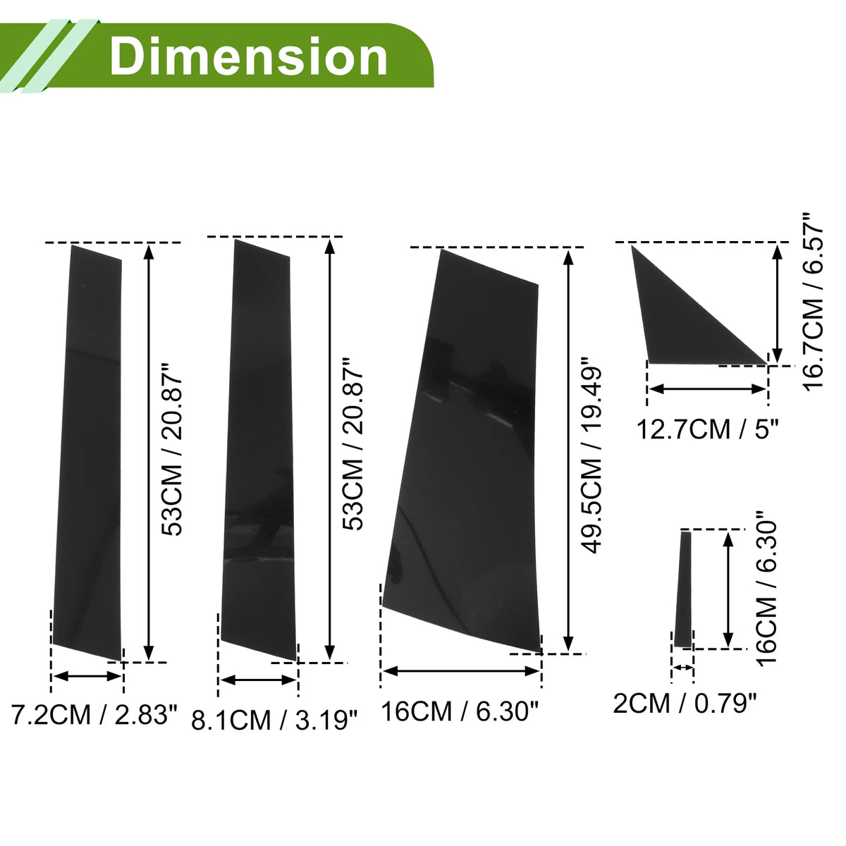 10 Pcs Door Pillar Window Trim for Chrysler Town & Country (2008–2016) Black