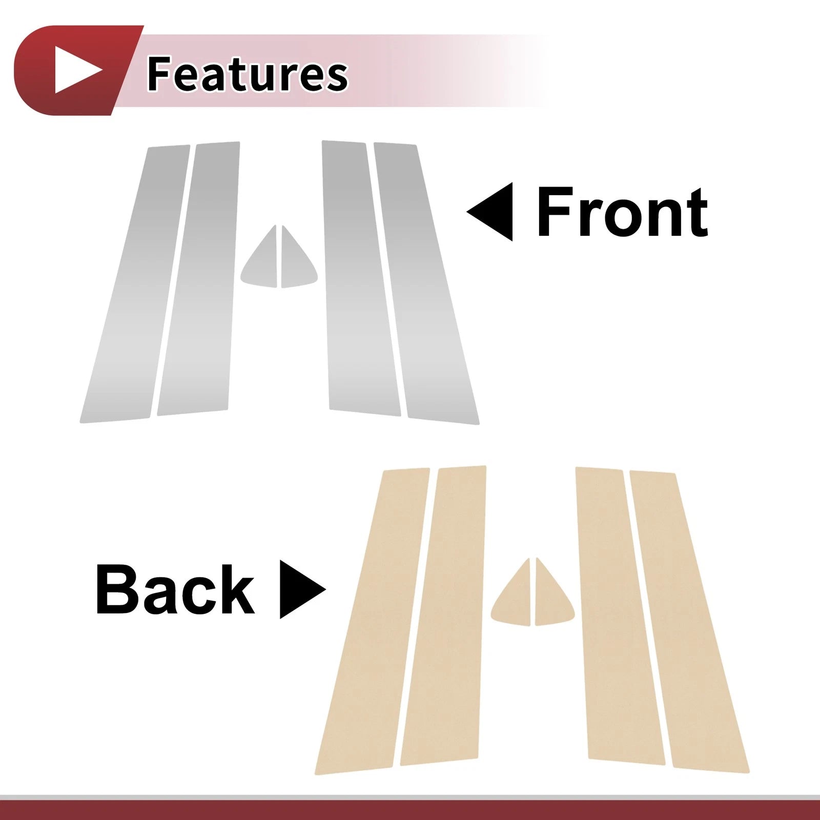 6 Pcs Door Pillar Window Trim Chrome for Dodge Durango 2011–2020