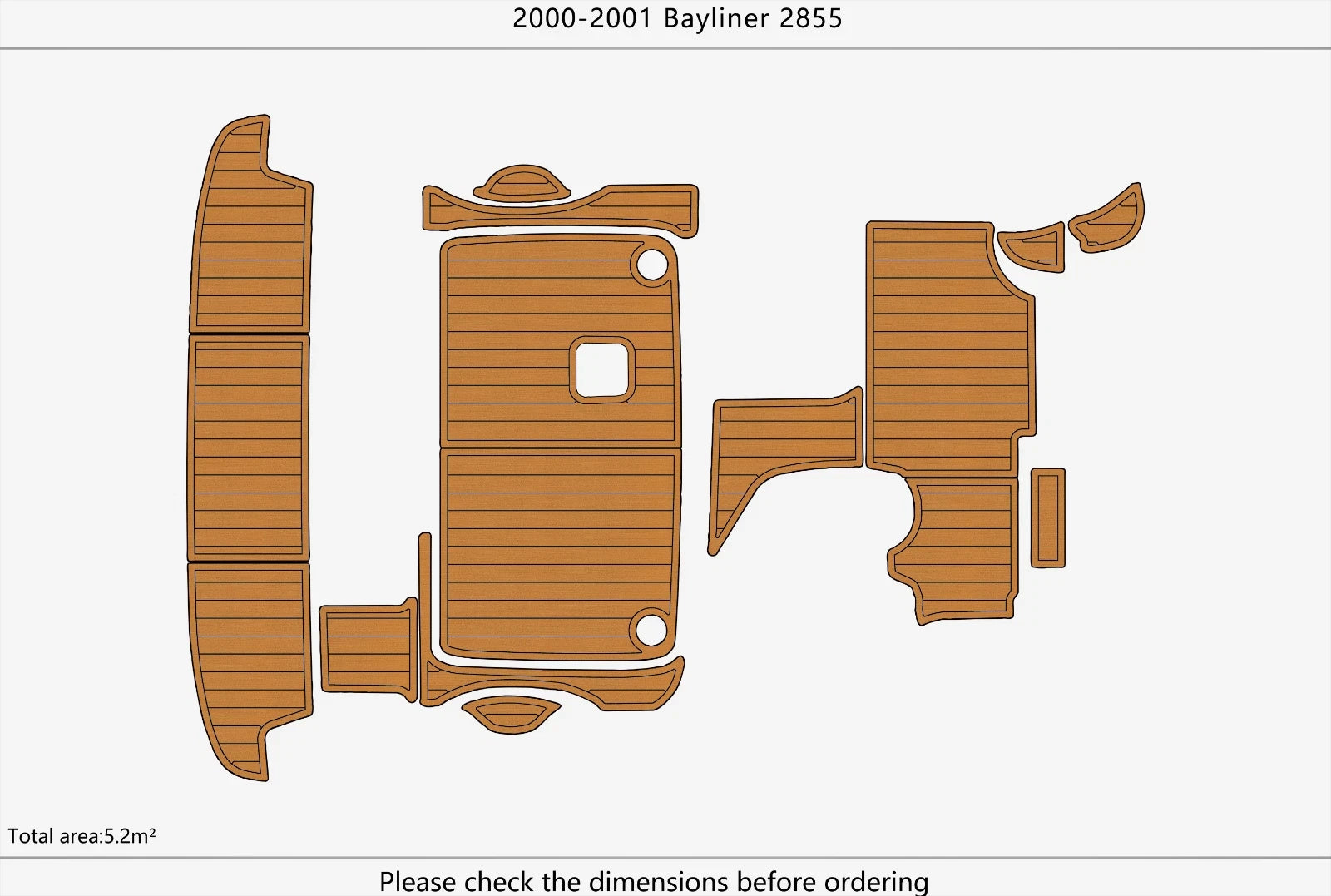EVA Foam Faux Teak Deck Flooring for Bayliner 2855 (2001)