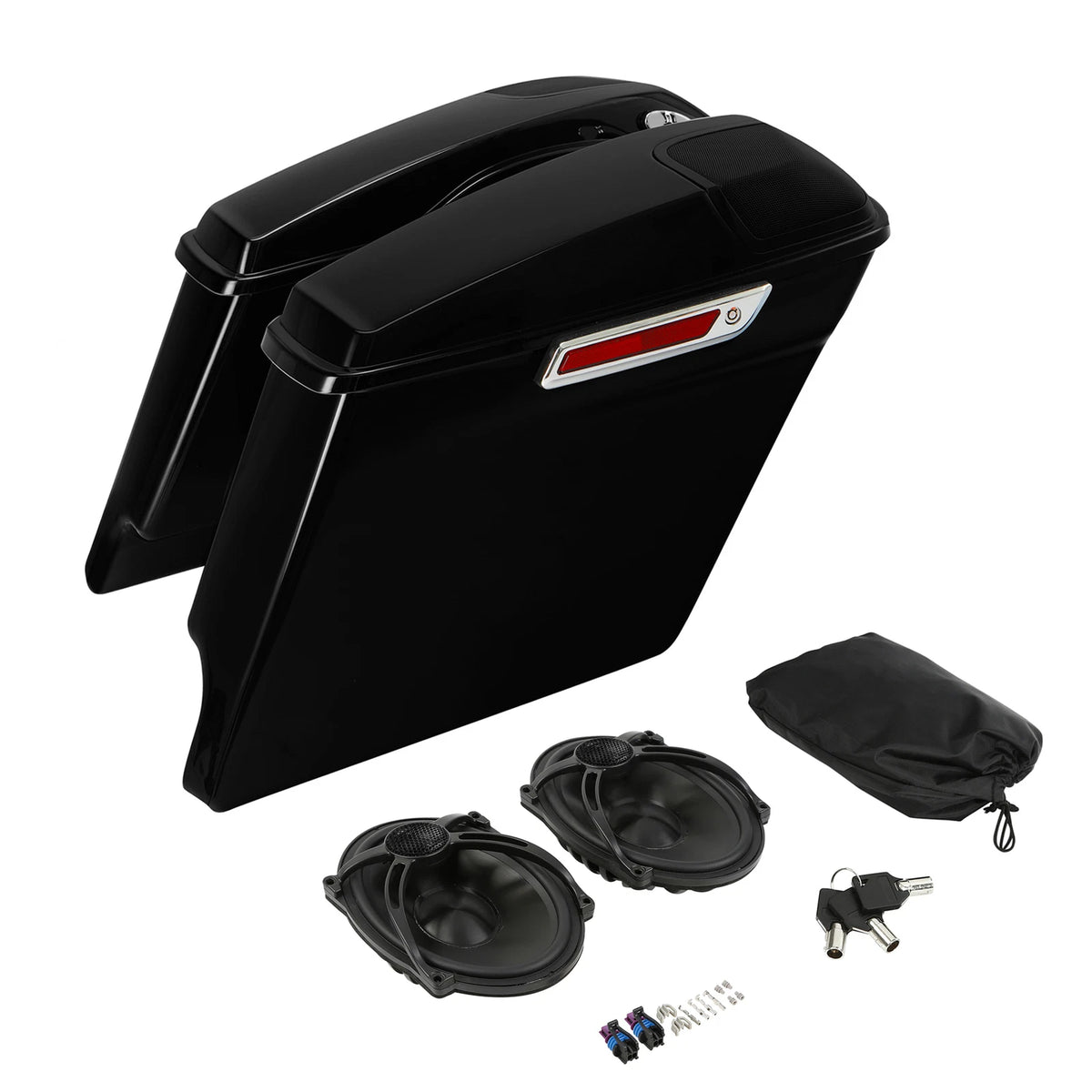 5" Stretched Hard Saddlebags & 5x7" Speakers for Harley Touring (2014–2024)