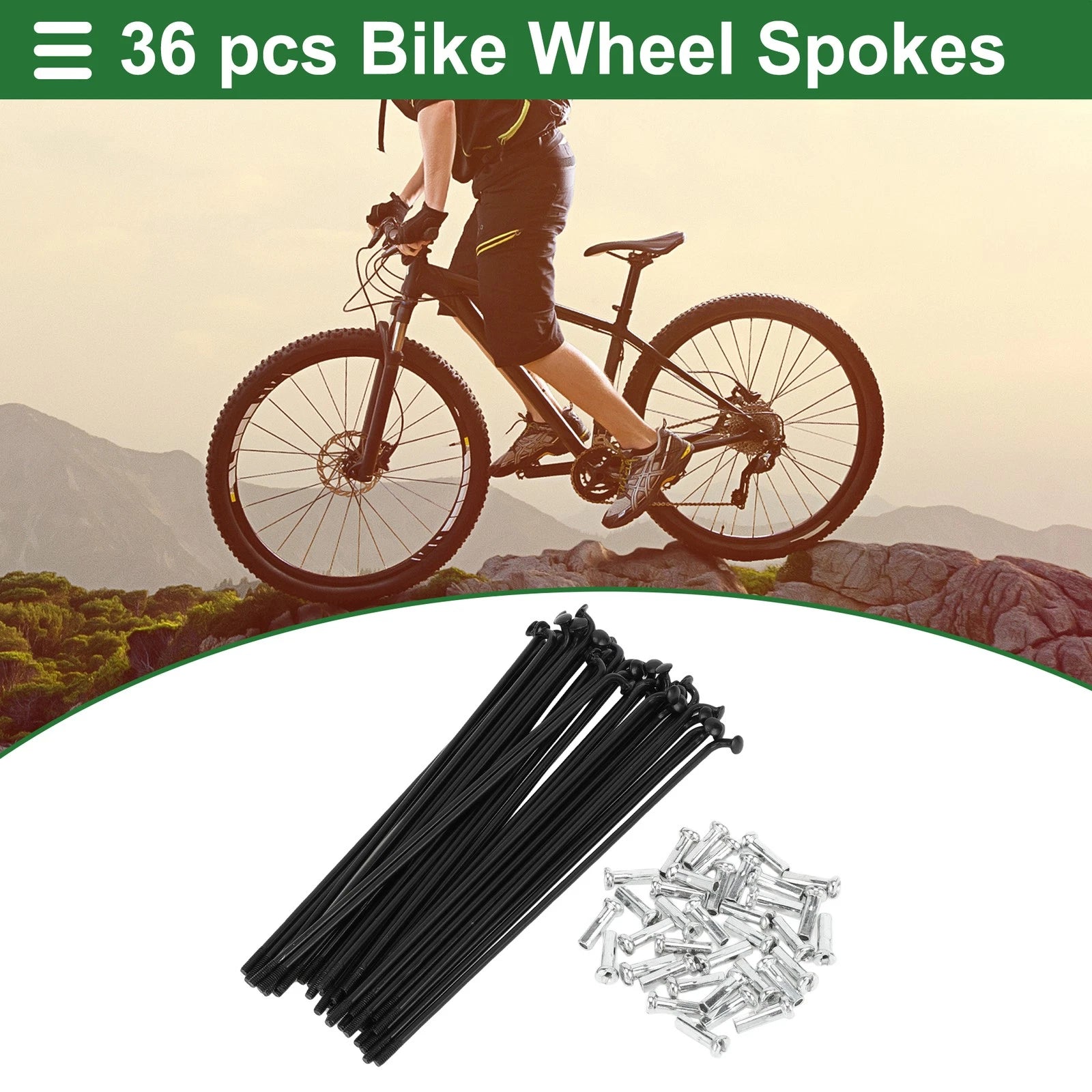 Bicycle Spokes Nipple Set 14G 110mm Carbon Steel Black Universal (Universal)