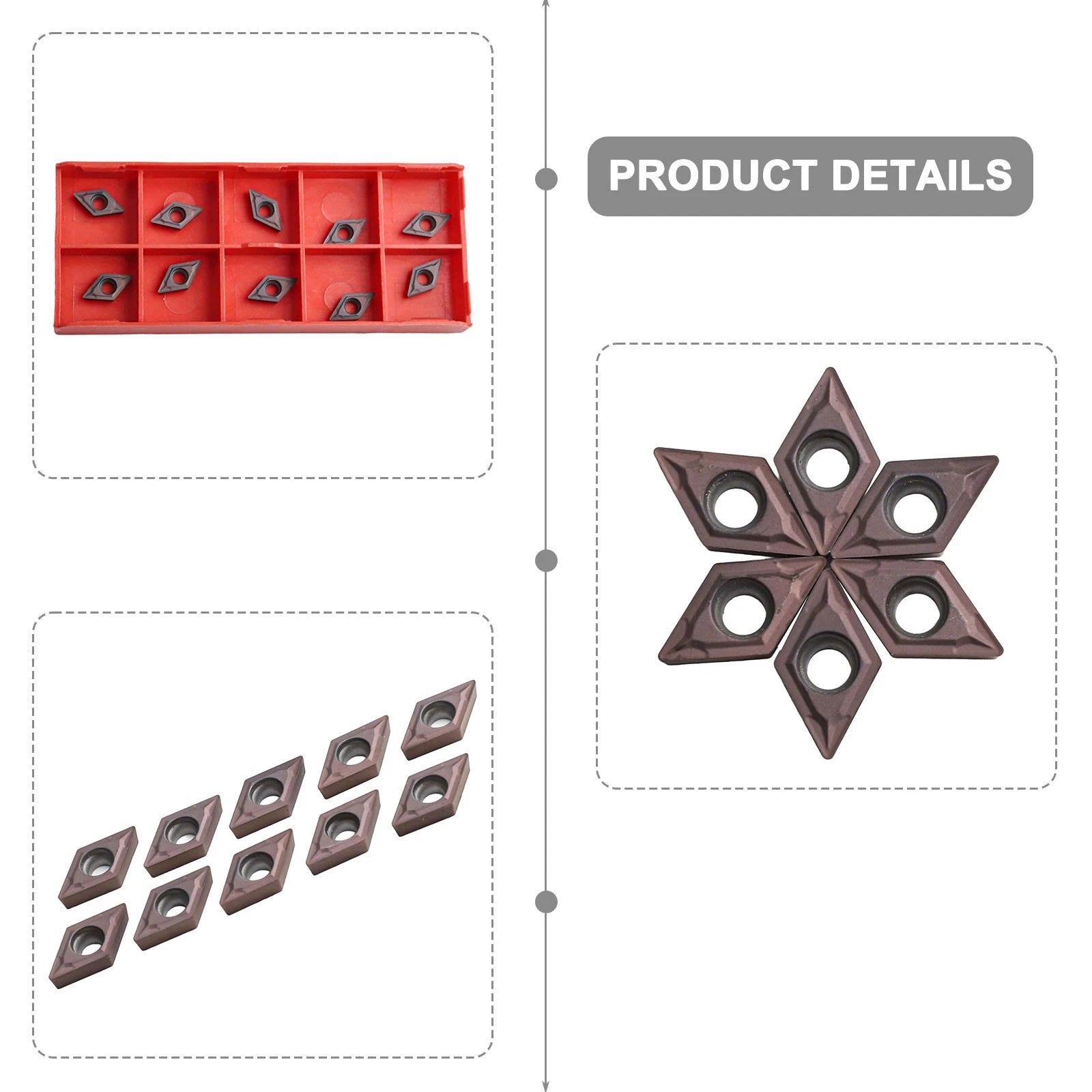 10Pcs DCMT070204 Carbide Inserts for Lathe Tool