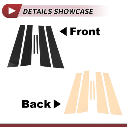 6 Pcs Door Pillar Window Trim for Cadillac CTS (2002–2007) Black