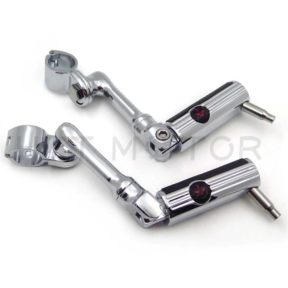 Gear Skull 1.5" Footpeg Mounting Kit for Motorcycle (Chrome)