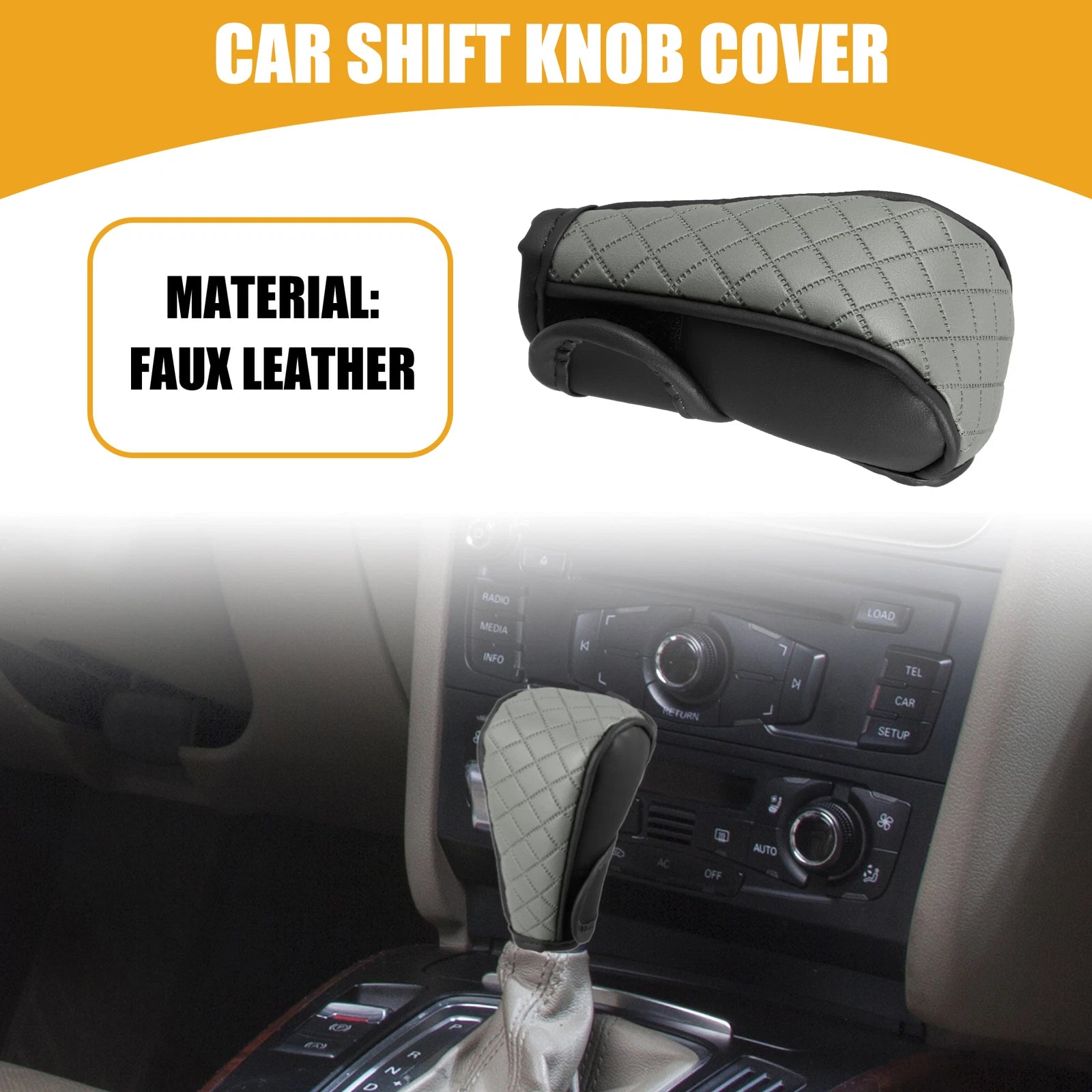 Shift Knob Cover for Universal Cars (Automatic) - Black Gray