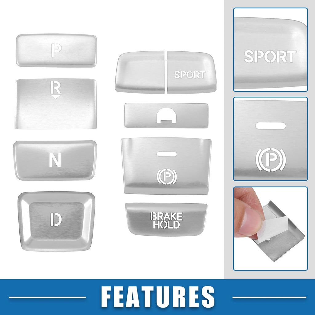 9pcs Gear Shift Panel Button Cover Trim for Honda Accord (2018–2022) Silver