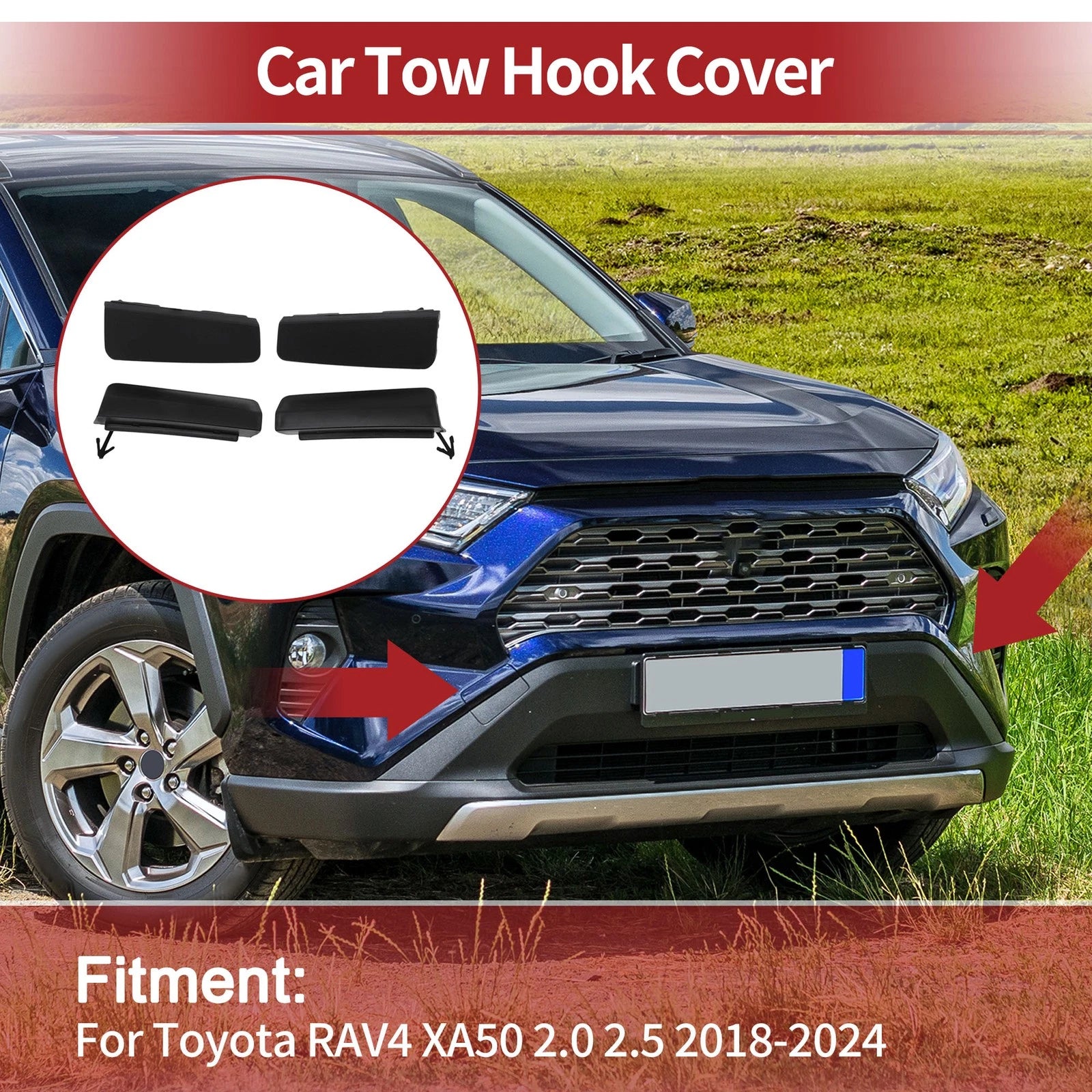Front Tow Hook Cover Cap Replacement for Toyota RAV4 XA50 (2019–2024)