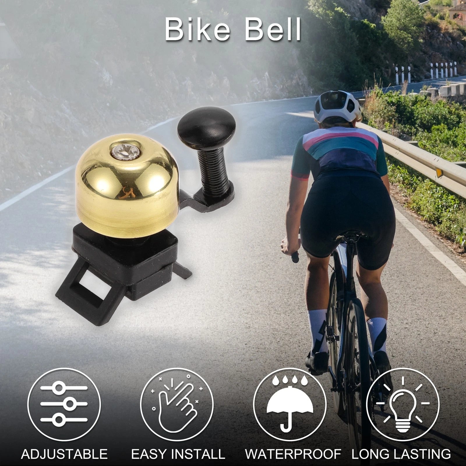 Road Bike Bicycle Bell with Quick Release Strap for Universal Fit (Any Year)