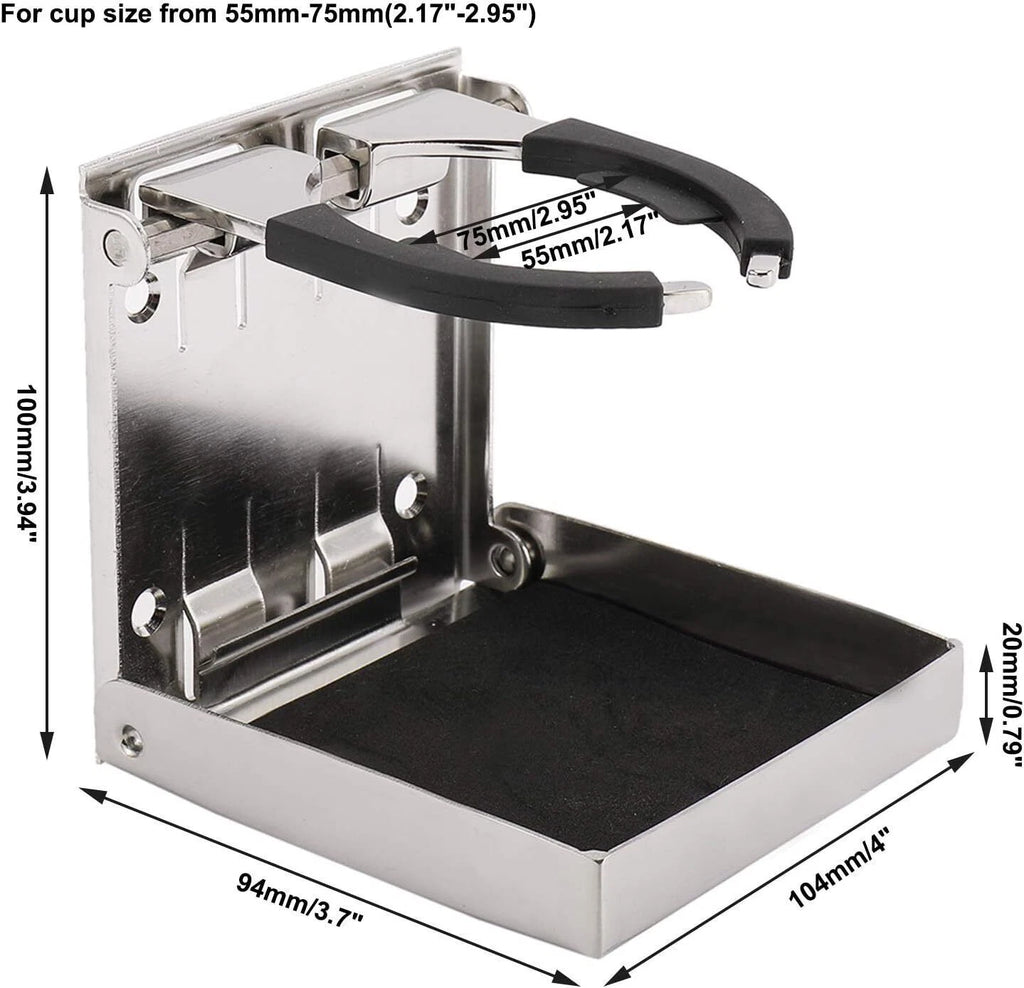 Set of 4 Adjustable Stainless Steel Folding Drink Cup Holders for Boat RV
