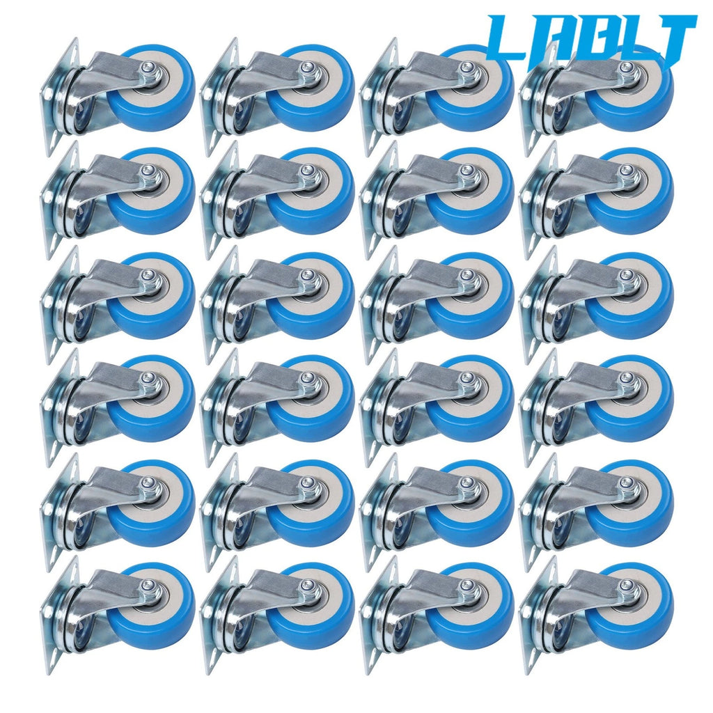 24Pcs 2-Inch Blue Swivel Casters for Various Applications (65lb Capacity)