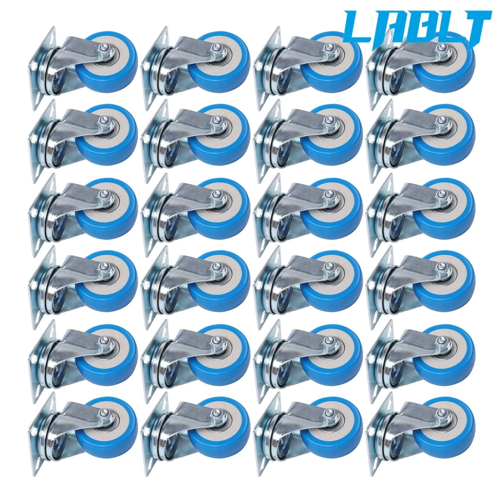 24Pcs 2-Inch Blue Swivel Casters for Various Applications (65lb Capacity)