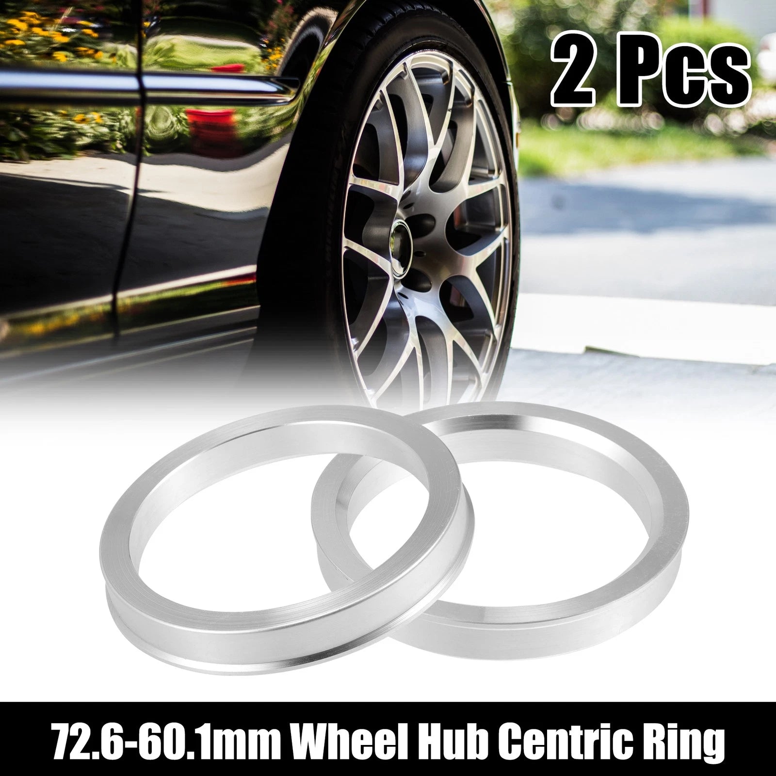 2pcs Hub Centric Rings for Car (72.6mm to 60.1mm)