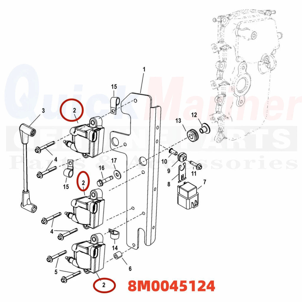 Coil Ignition for Mercury Mercruiser (8M0034012, 8M0045124)