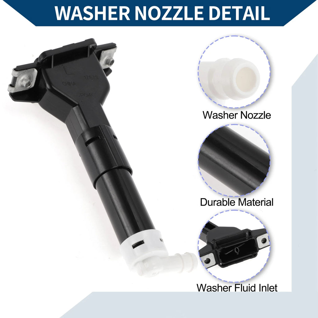 Front Driver Side Headlight Washer Nozzle for Honda Civic (2005–2011) 1pc Black