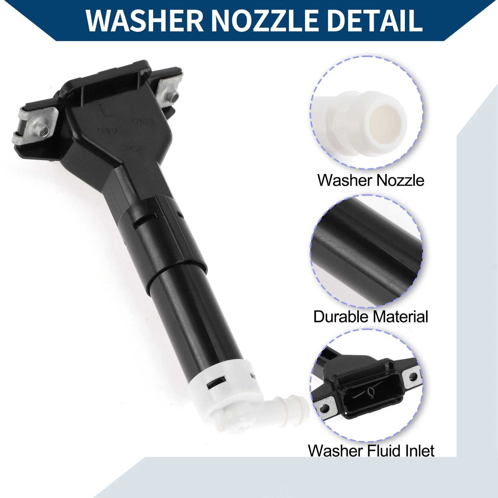 Front Driver Side Headlight Washer Nozzle for Honda Civic (2005–2011) 1pc Black