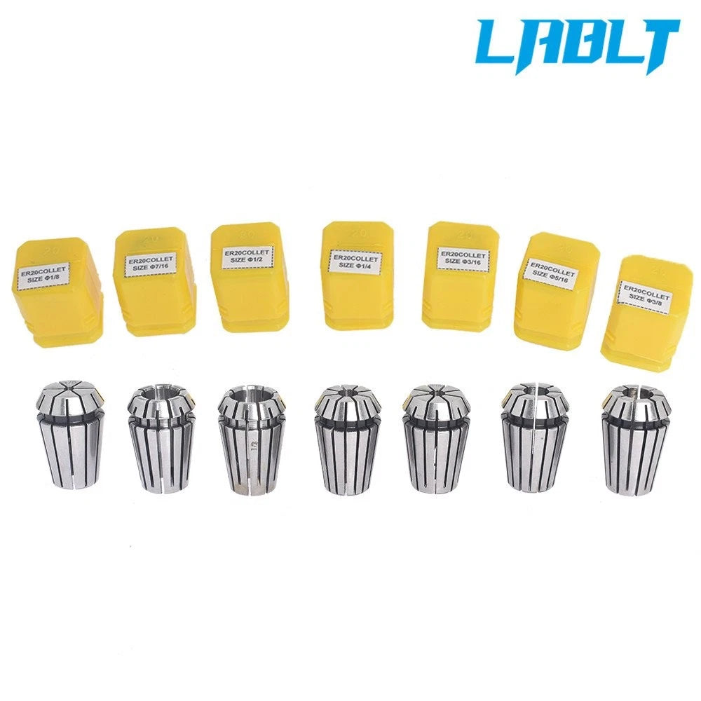 7Pcs ER20 Spring Collet Set 1/8''-1/2'' for CNC Lathe Engraving Machine